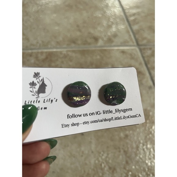 New Handmade Polymer Clay Stud Earrings lot -5 Unique 10 PCs Stainless Steel - Picture 10 of 11